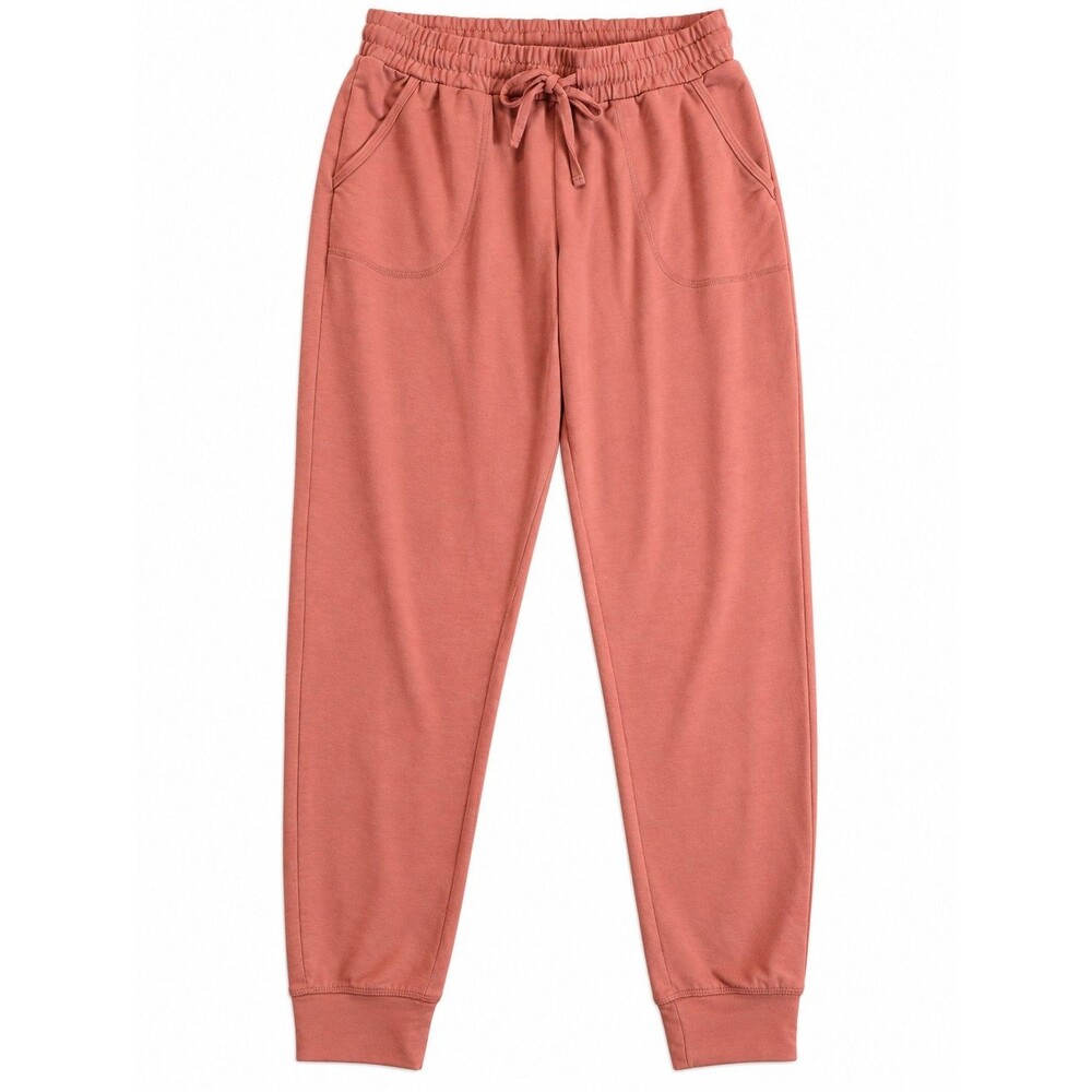Womens Dusty Rose Jogger Pants Medium Elastic Waist Drawstring Pockets Lounge